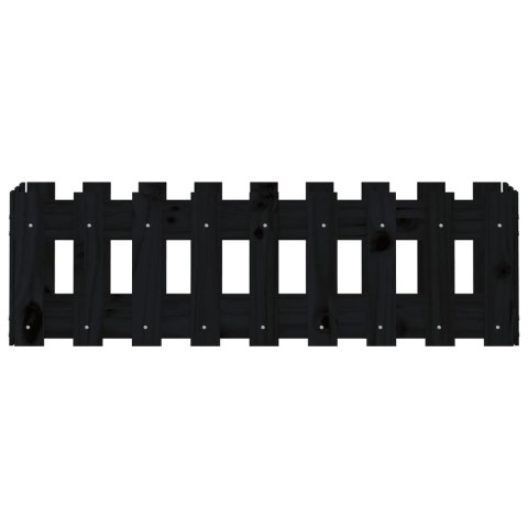 Rabata ogrodowa z płotkiem, czarna, 100x30x30cm, drewno sosnowe