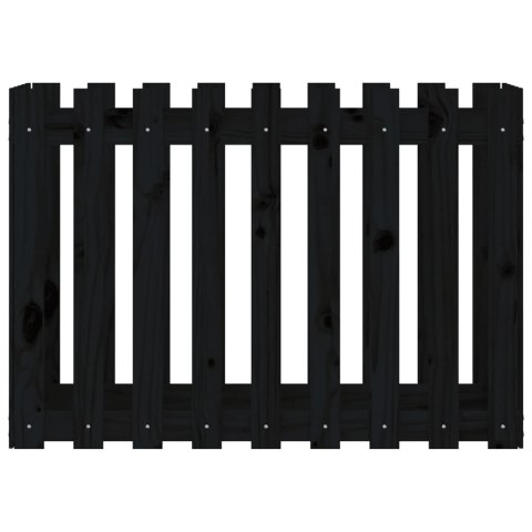 Rabata ogrodowa z płotkiem, czarna, 100x50x70cm, drewno sosnowe