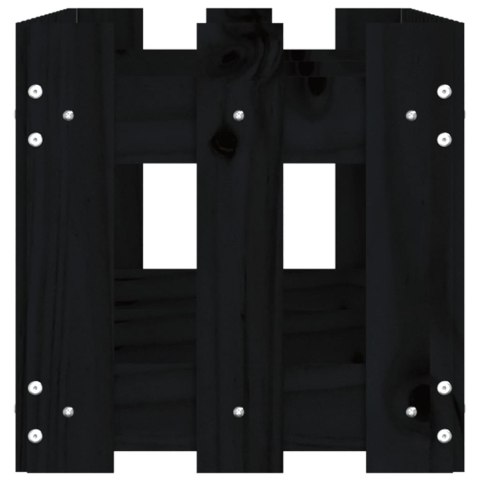 Rabata ogrodowa z płotkiem, czarna, 150x30x30cm, drewno sosnowe