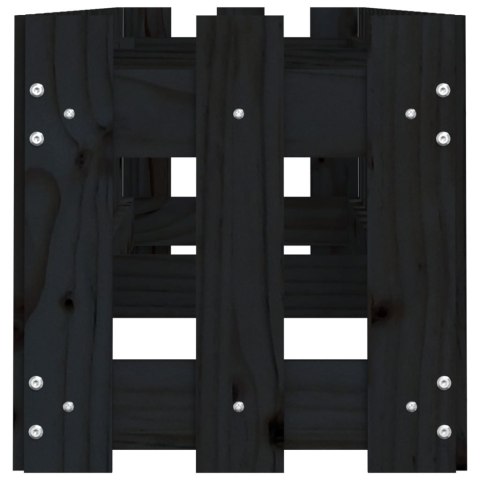 Rabata ogrodowa z płotkiem, czarna, 200x30x30cm, drewno sosnowe