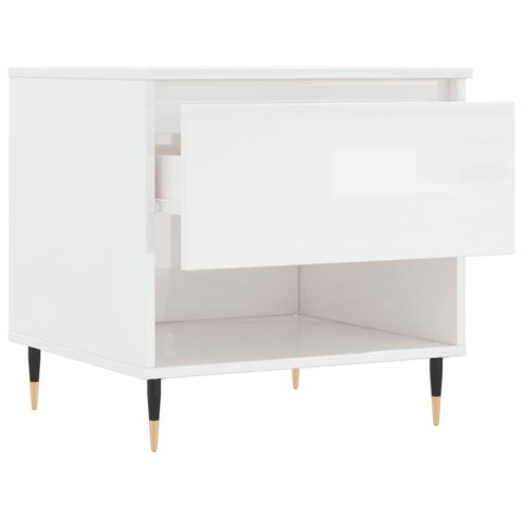 Stolik boczny, biały z połyskiem, 50x46x50 cm