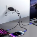 Szybka ładowarka sieciowa GaN USB 2x USB-C + kabel USB-C 1.2m - czarna