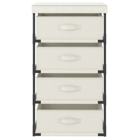 VidXL Regał z 4 koszami z tkaniny, stalowy, kremowy