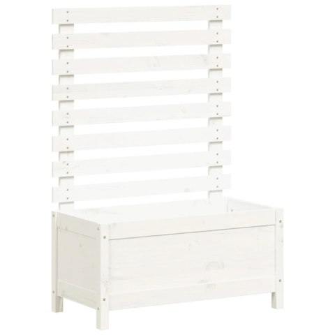 Donica ogrodowa z trejażem, biała, 79x39,5x114 cm, lita sosna