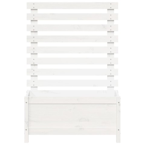 Donica ogrodowa z trejażem, biała, 79x39,5x114 cm, lita sosna