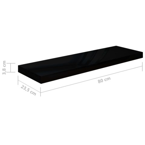 Półka ścienna, wysoki połysk, czarna, 80x23,5x3,8 cm, MDF Półka ścienna, wysoki połysk, czarna, 80x23,5x3,8 cm, MDF