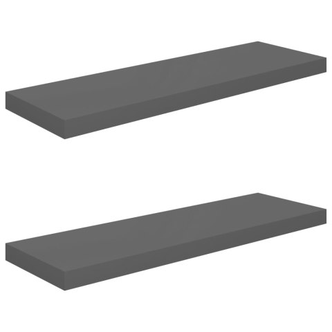 Półki ścienne, 2 szt, wysoki połysk, szare, 80x23,5x3,8 cm, MDF Półki ścienne, 2 szt, wysoki połysk, szare, 80x23,5x3,8 cm, MDF