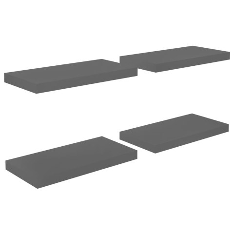 Półki ścienne, 4 szt., wysoki połysk, szare, 50x23x3,8 cm, MDF Półki ścienne, 4 szt., wysoki połysk, szare, 50x23x3,8 cm, MDF