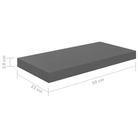 Półki ścienne, 4 szt., wysoki połysk, szare, 50x23x3,8 cm, MDF Półki ścienne, 4 szt., wysoki połysk, szare, 50x23x3,8 cm, MDF