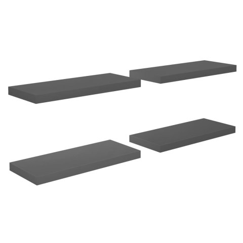 Półki ścienne, 4 szt., wysoki połysk, szare, 60x23,5x3,8cm, MDF Półki ścienne, 4 szt., wysoki połysk, szare, 60x23,5x3,8cm, MDF