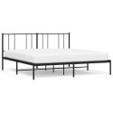Metalowa rama łóżka z wezgłowiem, czarna, 180x200 cm