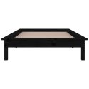 Rama łóżka z LED, czarna, 90x190 cm, pojedyncza, lite drewno
