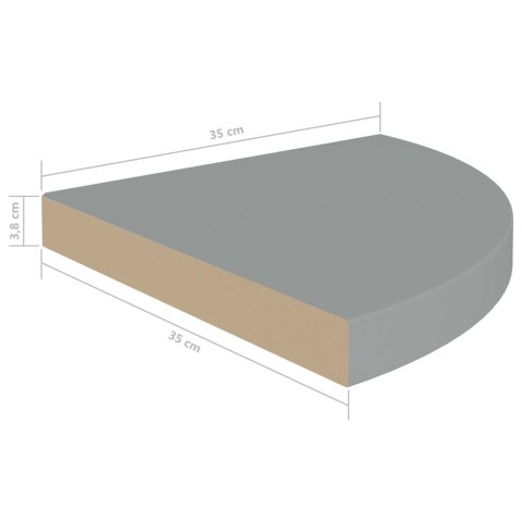 Narożne półki ścienne, 4 szt., szare, 35x35x3,8 cm, MDF Narożne półki ścienne, 4 szt., szare, 35x35x3,8 cm, MDF