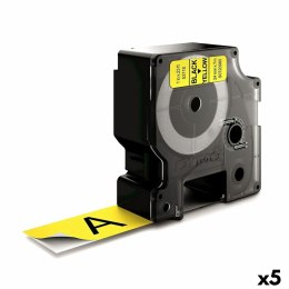 Laminowana Taśma do Drukarki Etykiet Dymo D1 53718 24 mm LabelManager™ Czarny Żółty (5 Sztuk)