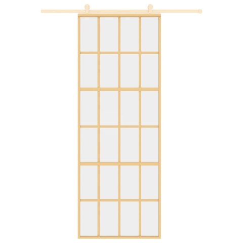 Drzwi przesuwne, złote, 76x205 cm, przezroczyste szkło ESG