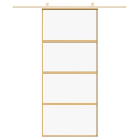 Drzwi przesuwne, złote, 90x205 cm, przezroczyste szkło ESG