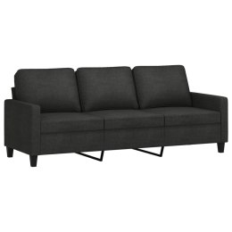 Sofa 3-osobowa, czarna, 180 cm, tapicerowana tkaniną