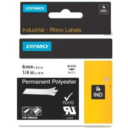 Laminowana Taśma do Drukarki Etykiet Rhino Dymo ID1-6 Biały Czarny 6 x 5,5 mm (5 Sztuk)