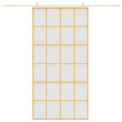 Drzwi przesuwne, złote, 102,5x205 cm, mrożone szkło ESG