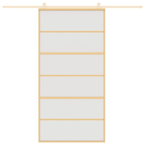 Drzwi przesuwne, złote, 102,5x205 cm, mrożone szkło ESG