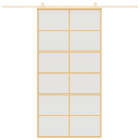 Drzwi przesuwne, złote, 102,5x205 cm, mrożone szkło ESG