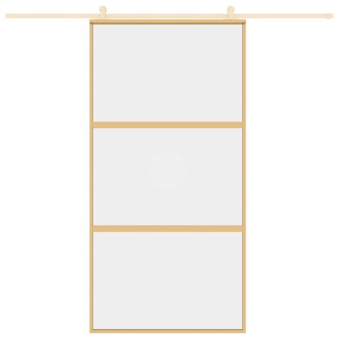 Drzwi przesuwne, złote, 102,5x205 cm, przezroczyste szkło ESG