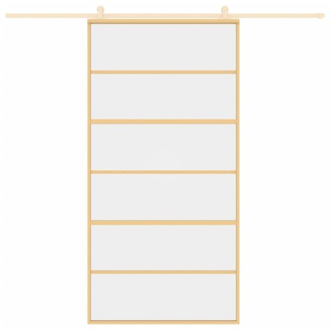 Drzwi przesuwne, złote, 102,5x205 cm, przezroczyste szkło ESG