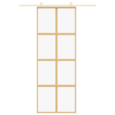 Drzwi przesuwne, złote, 76x205 cm, przezroczyste szkło ESG