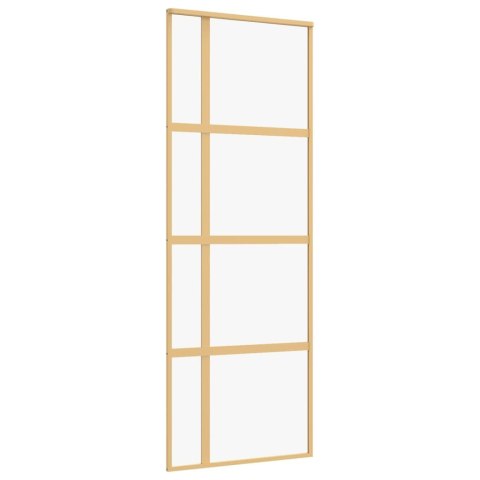 Drzwi przesuwne, złote, 76x205 cm, przezroczyste szkło ESG