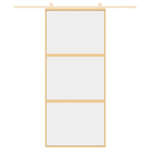 Drzwi przesuwne, złote, 90x205 cm, przezroczyste szkło ESG