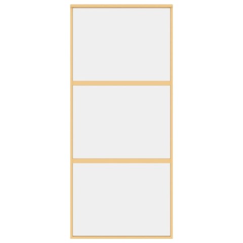 Drzwi przesuwne, złote, 90x205 cm, przezroczyste szkło ESG