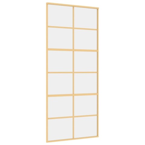 Drzwi przesuwne, złote, 90x205 cm, przezroczyste szkło ESG