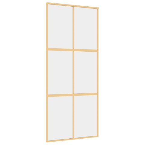 Drzwi przesuwne, złote, 90x205 cm, przezroczyste szkło ESG