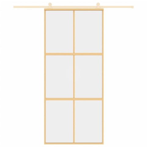 Drzwi przesuwne, złote, 90x205 cm, przezroczyste szkło ESG