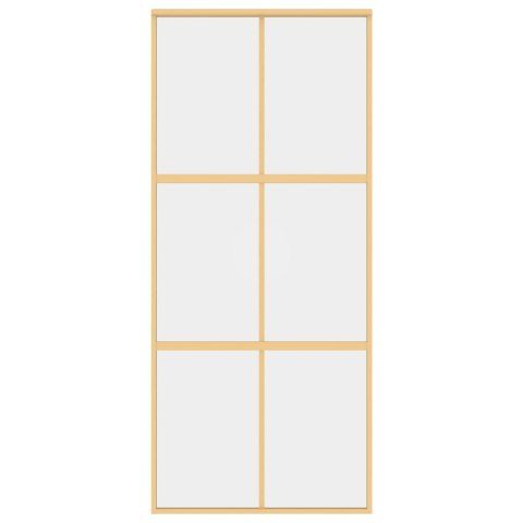 Drzwi przesuwne, złote, 90x205 cm, przezroczyste szkło ESG
