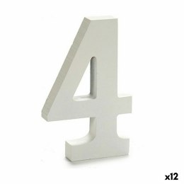 Cyfry 4 Drewno Biały (1,8 x 21 x 17 cm) (12 Sztuk)