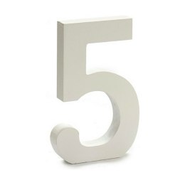 Cyfry 5 Drewno Biały (1,8 x 21 x 17 cm) (12 Sztuk)