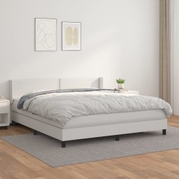 Łóżko kontynentalne z materacem, białe, ekoskóra 180x200 cm