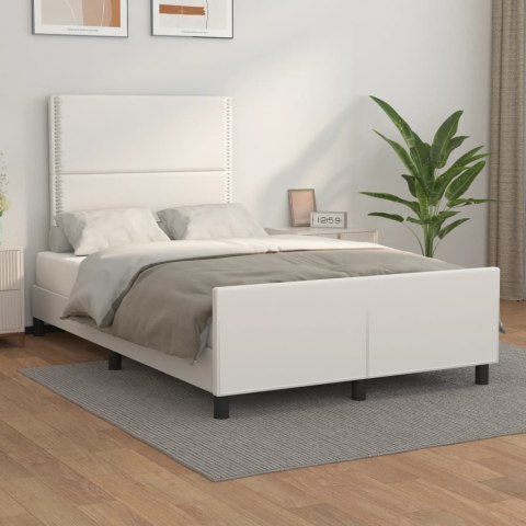 Rama łóżka z zagłówkiem, biała, 120x200 cm, sztuczna skóra
