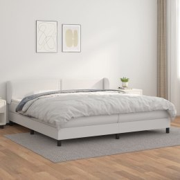 Łóżko kontynentalne z materacem, białe, ekoskóra 200x200 cm