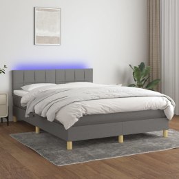 Łóżko kontynentalne z materacem, ciemnoszara tkanina, 140x200cm
