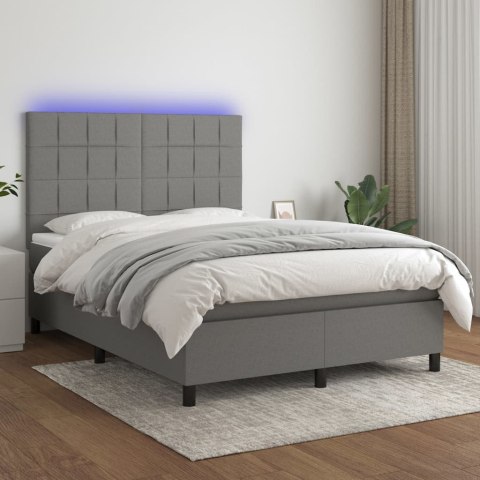 Łóżko kontynentalne z materacem, ciemnoszara tkanina, 140x190cm