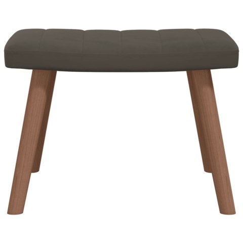 Fotel z podnóżkiem, ciemnoszary, obity aksamitem