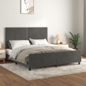 Rama łóżka z zagłówkiem, ciemnoszara, 180x200 cm, aksamitna
