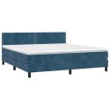 Łóżko kontynentalne, materac i LED, niebieski aksamit 180x200cm
