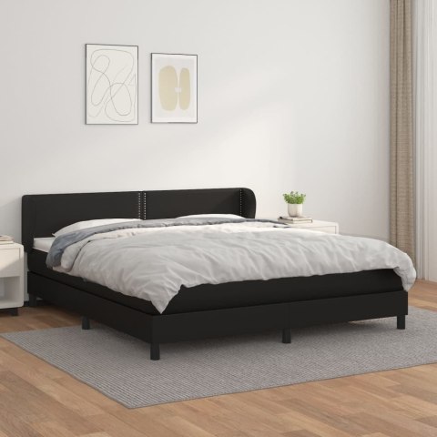 Łóżko kontynentalne z materacem, czarne, ekoskóra 160x200 cm