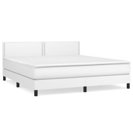 Łóżko kontynentalne z materacem, białe, ekoskóra 160x200 cm