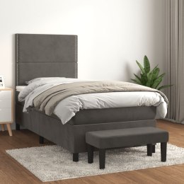 Łóżko kontynentalne z materacem, ciemnoszary aksamit, 90x200 cm