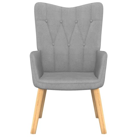 Fotel z podnóżkiem, jasnoszary, obity tkaniną