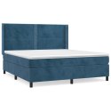 Łóżko kontynentalne z materacem, ciemnoniebieskie, 180x200 cm